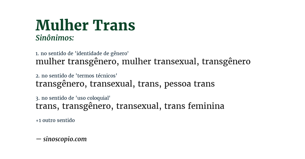Sinônimo de mulher trans