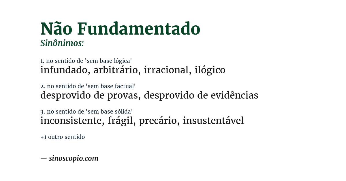 Sinônimo de não fundamentado