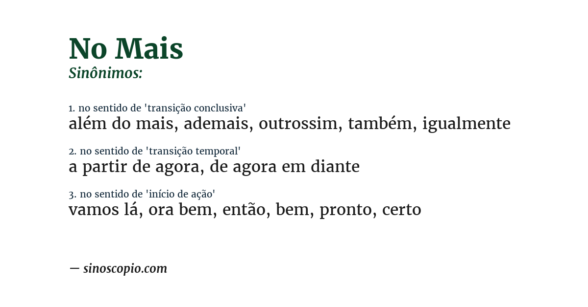 Sinônimo de no mais
