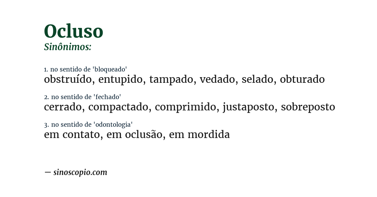 Sinônimo de ocluso