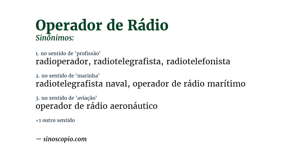 Sinônimo de operador de rádio