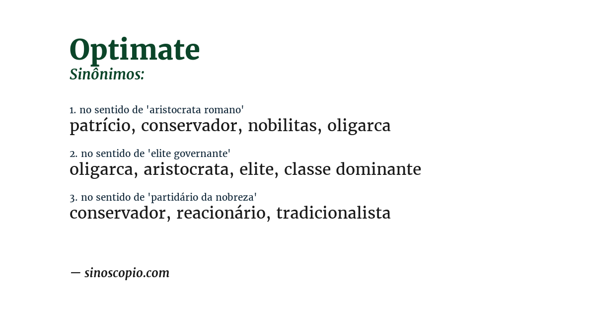 Sinônimo de optimate
