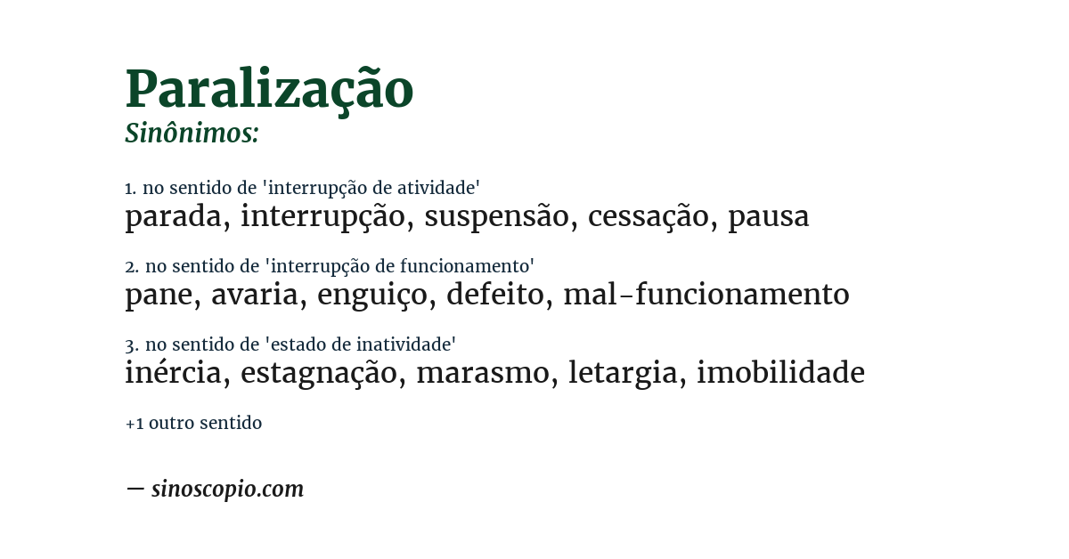 Sinônimo de paralização