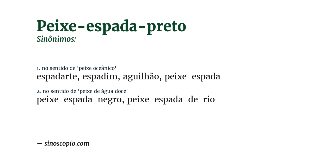 Sinônimo de peixe-espada-preto
