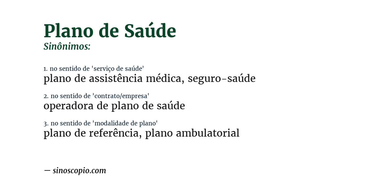 Sinônimo de plano de saúde