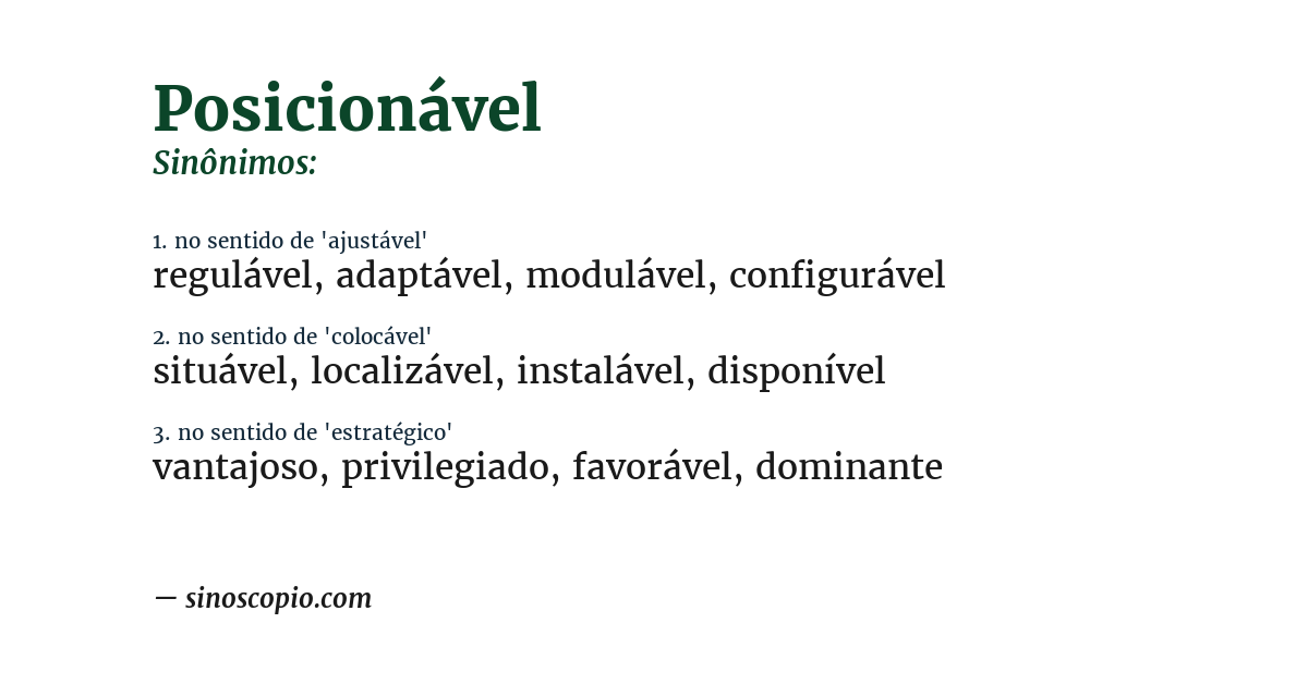 Sinônimo de posicionável