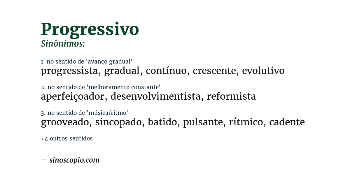 Sinônimo de progressivo
