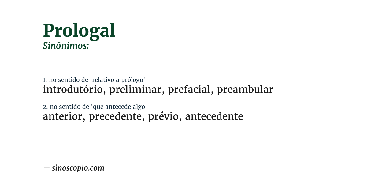 Sinônimo de prologal