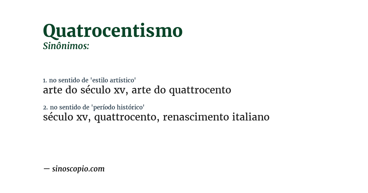 Sinônimo de quatrocentismo