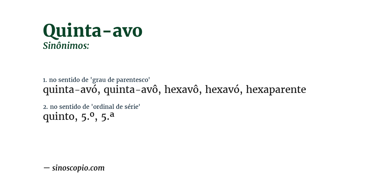 Sinônimo de quinta-avo