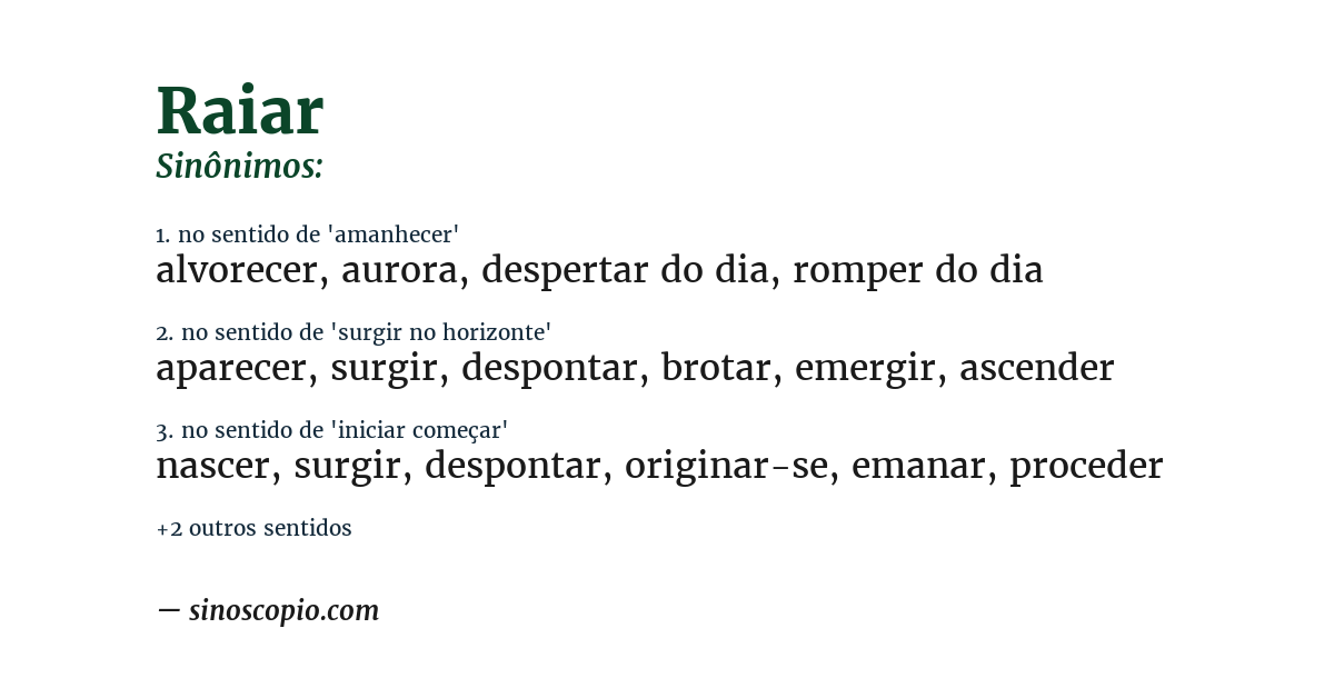 Sinônimo de raiar
