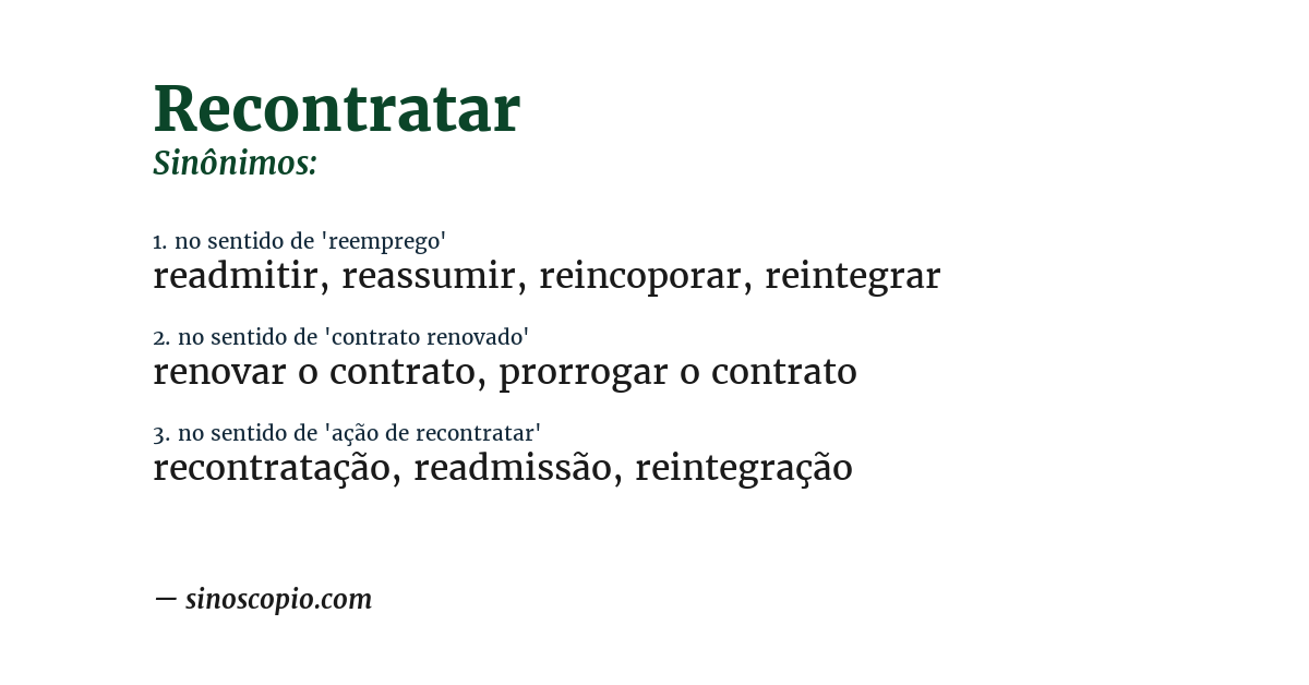 Sinônimo de recontratar