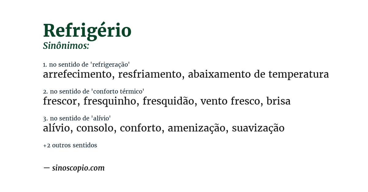 Sinônimo de refrigério