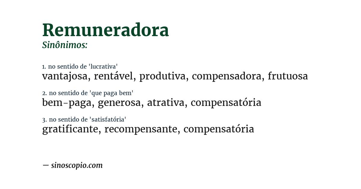 Sinônimo de remuneradora