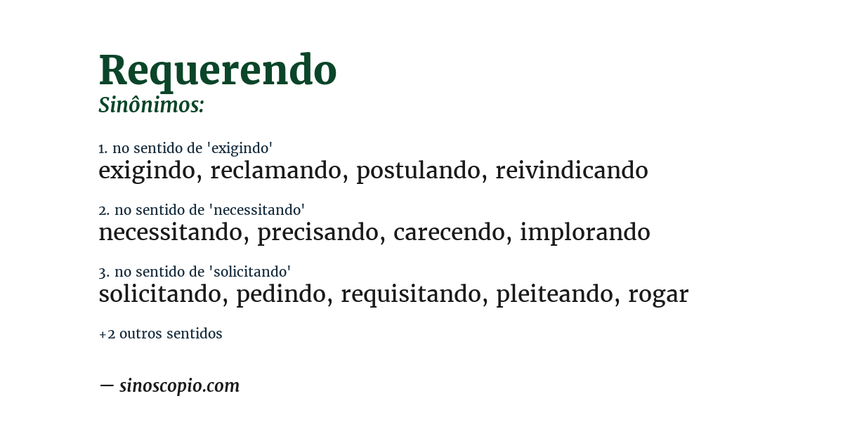 Sinônimo de requerendo