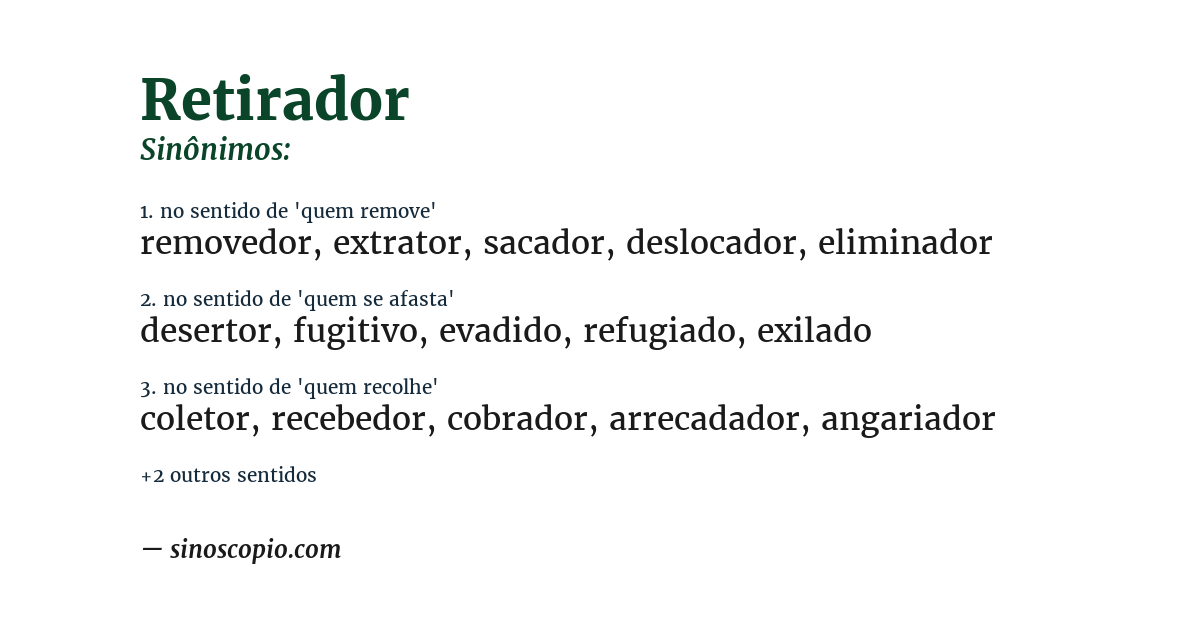 Sinônimo de retirador