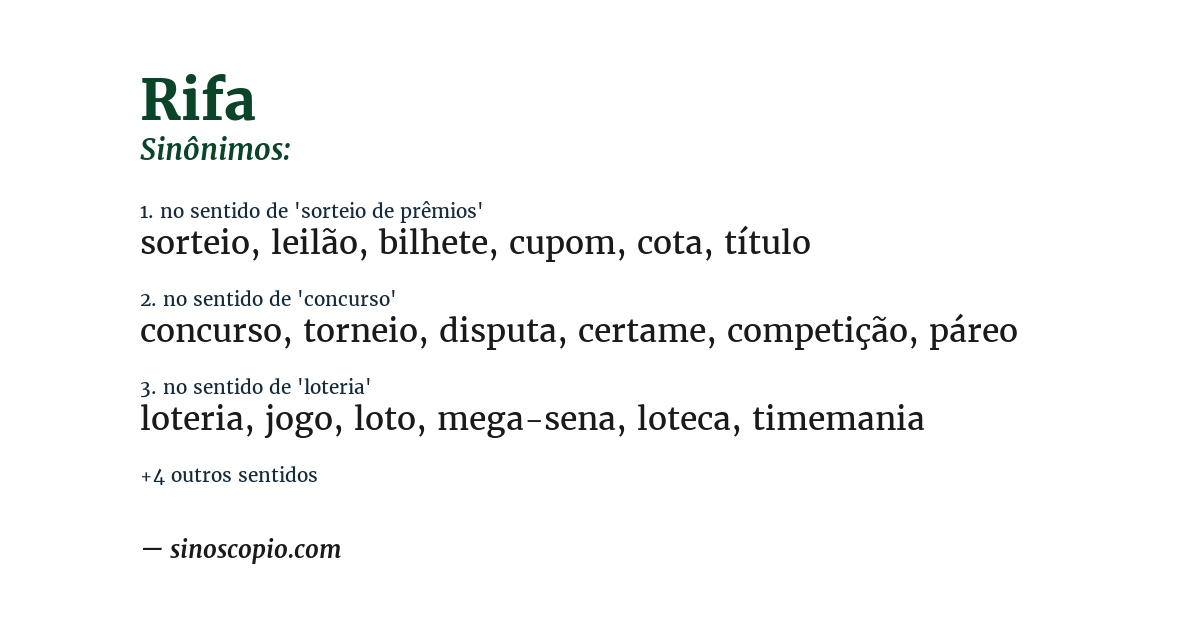 Sinônimo de rifa