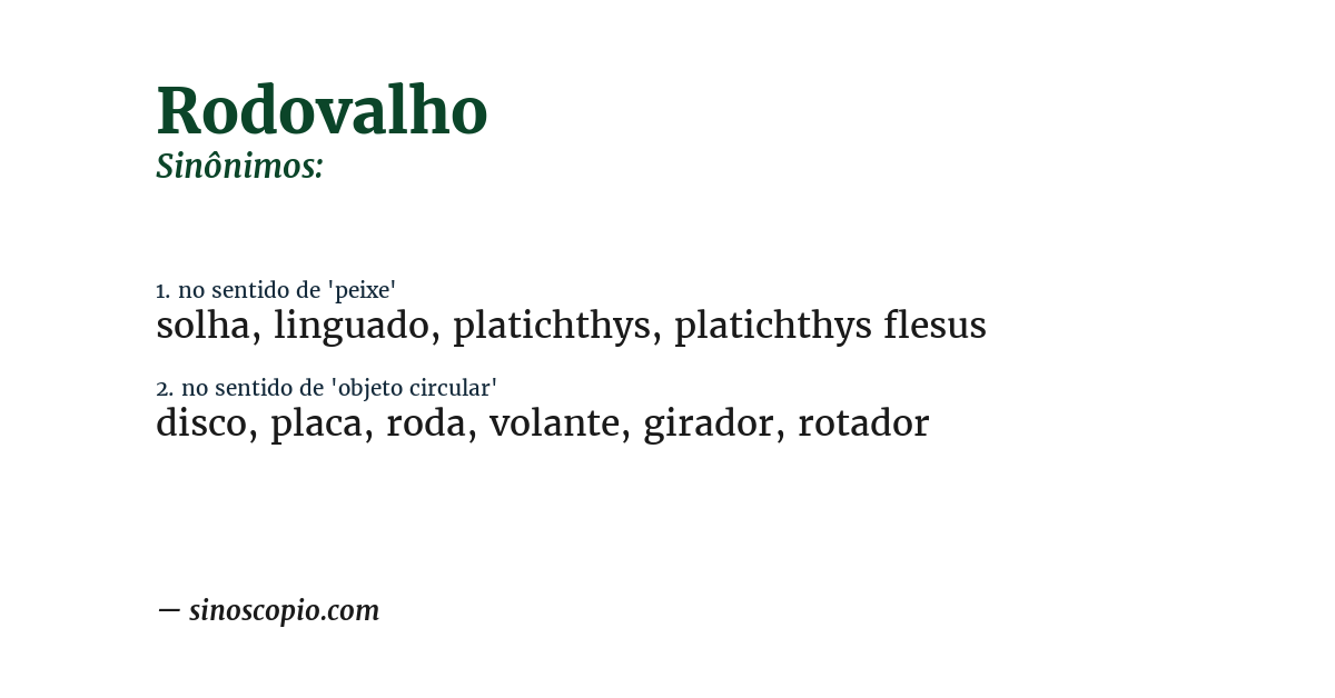 Sinônimo de rodovalho