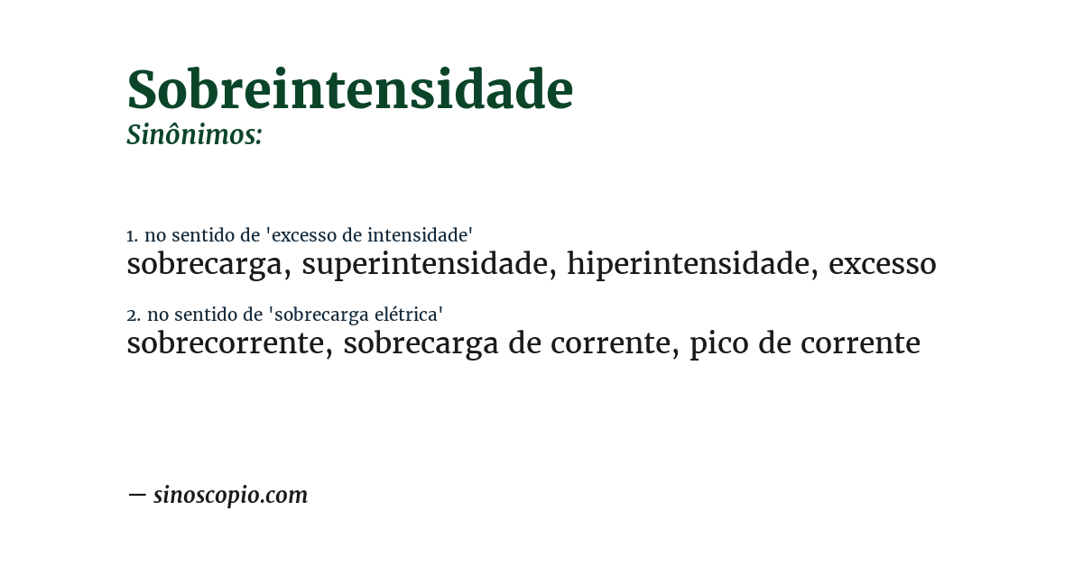 Sinônimo de sobreintensidade