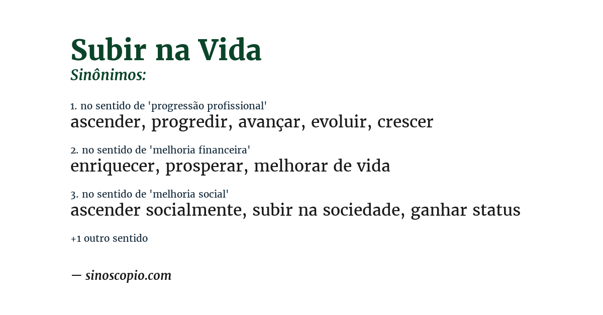 Sinônimo de subir na vida