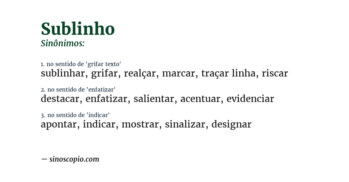 Sinônimo de sublinho