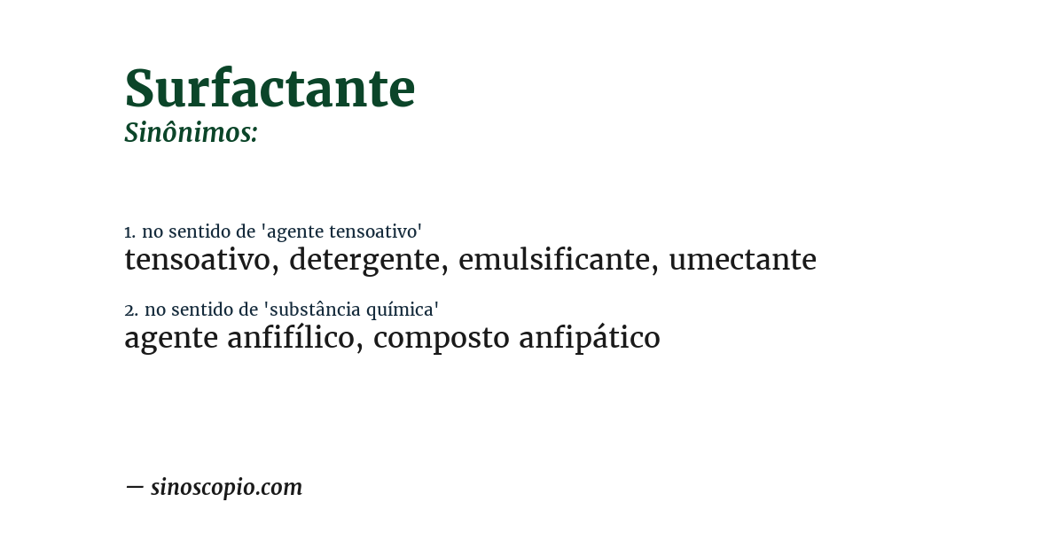 Sinônimo de surfactante