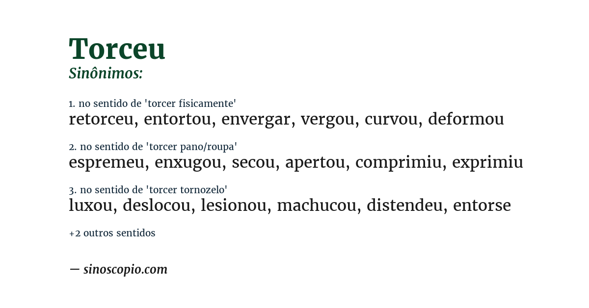Sinônimo de torceu