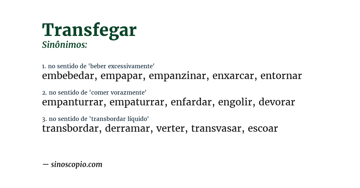 Sinônimo de transfegar