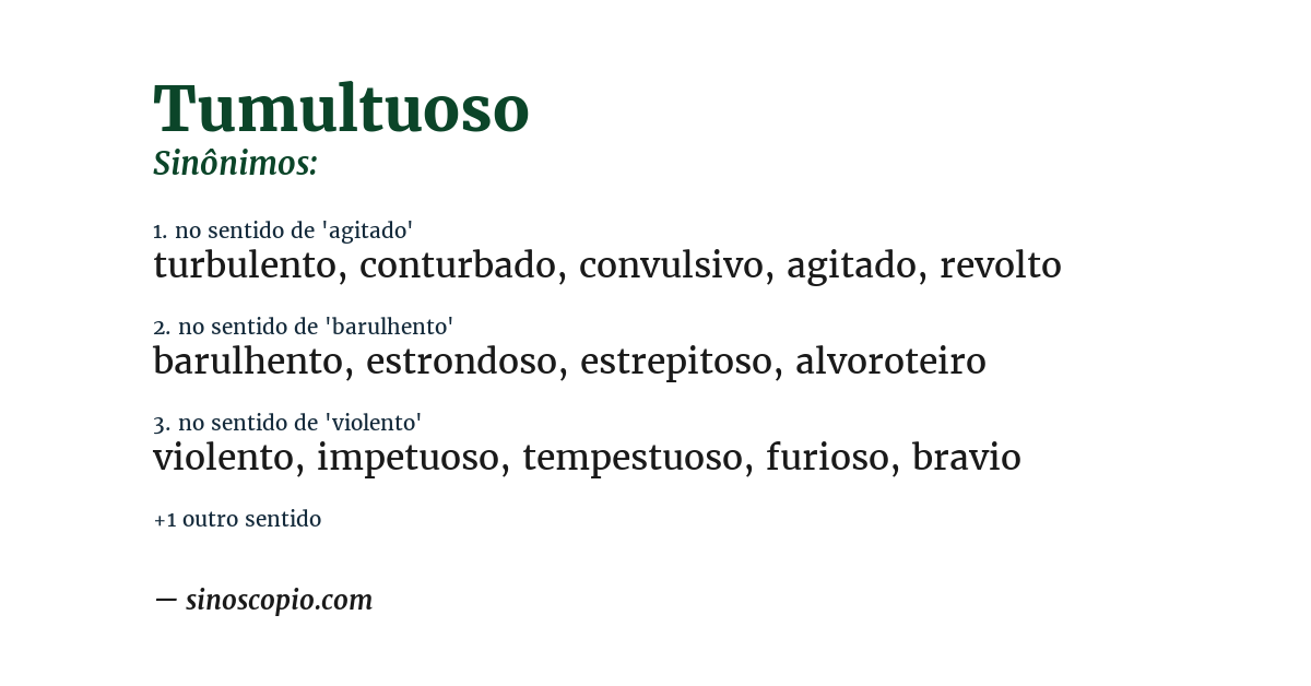 Sinônimo de tumultuoso