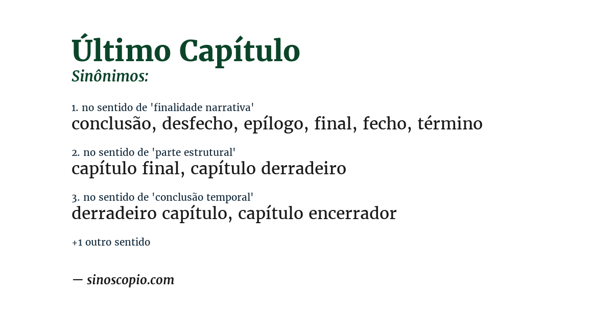 Sinônimo de último capítulo