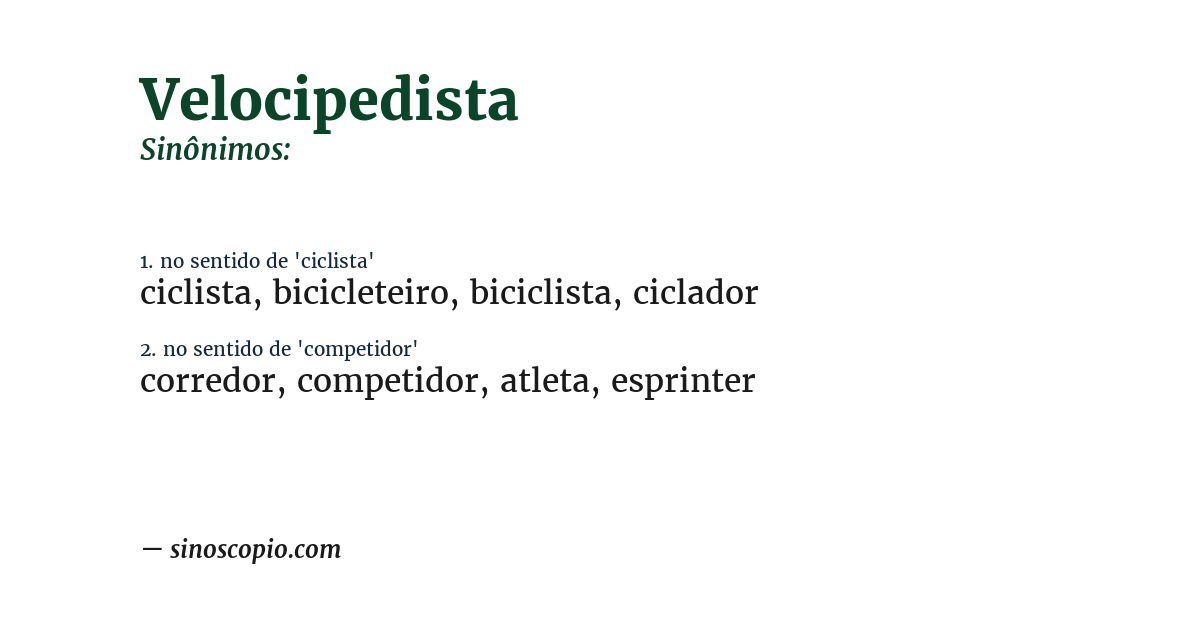 Sinônimo de velocipedista