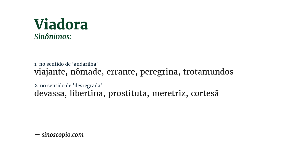 Sinônimo de viadora