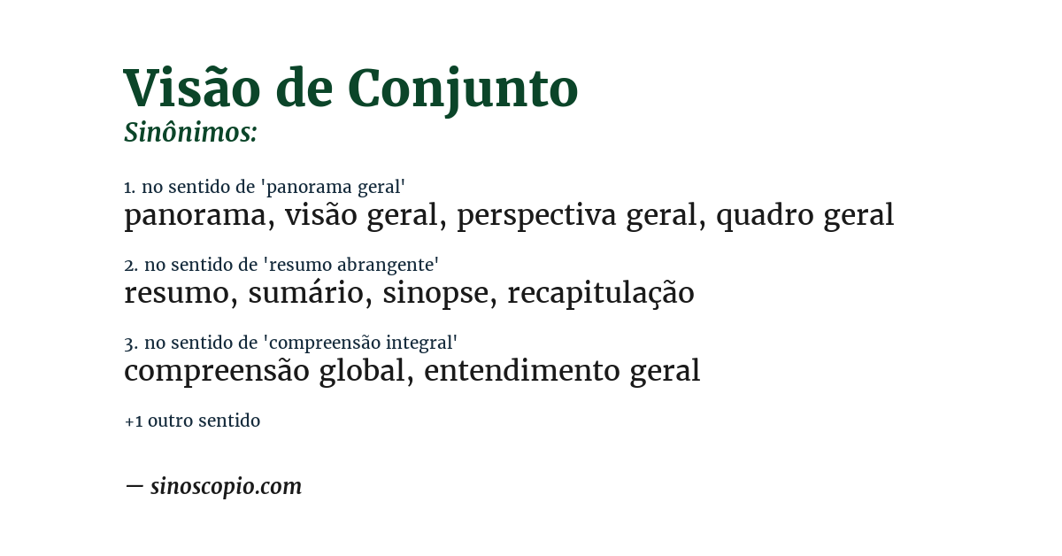 Sinônimo de visão de conjunto