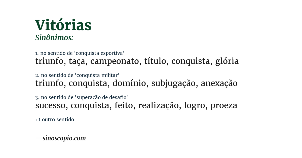 Sinônimo de vitórias