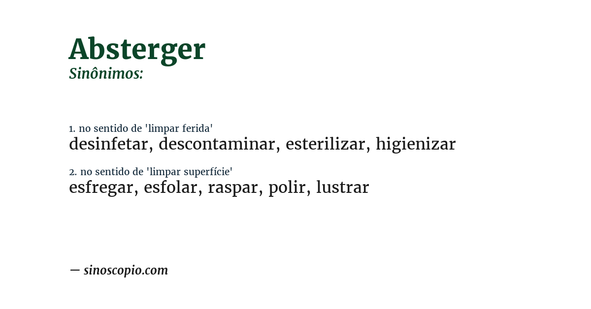 Sinônimo de absterger