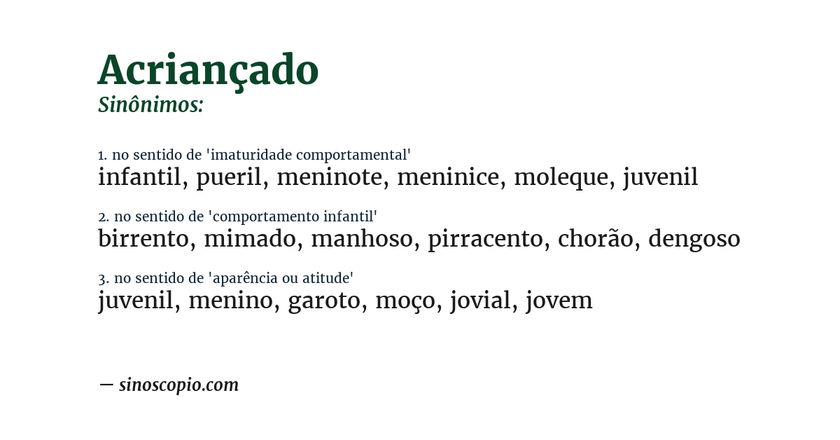 Sinônimo de acriançado