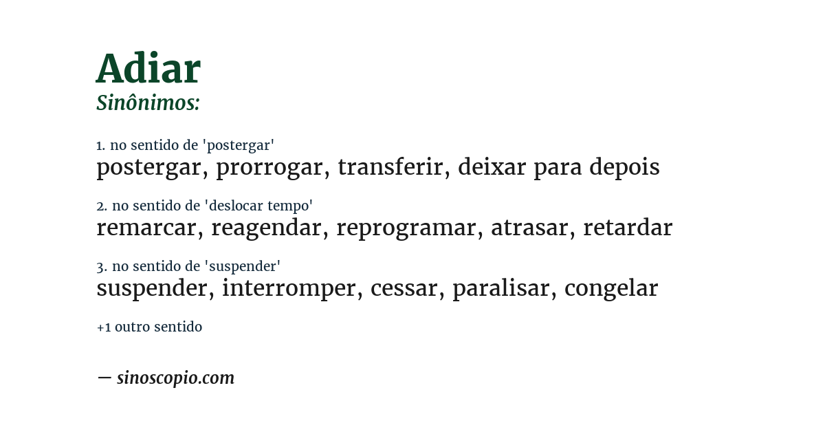 Sinônimo de adiar