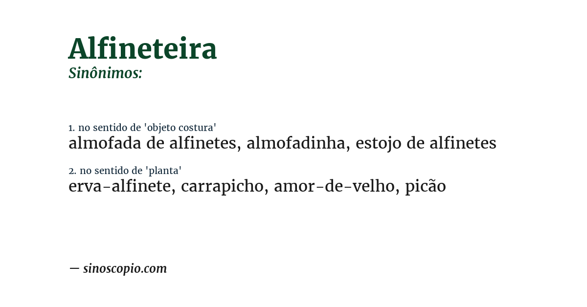 Sinônimo de alfineteira