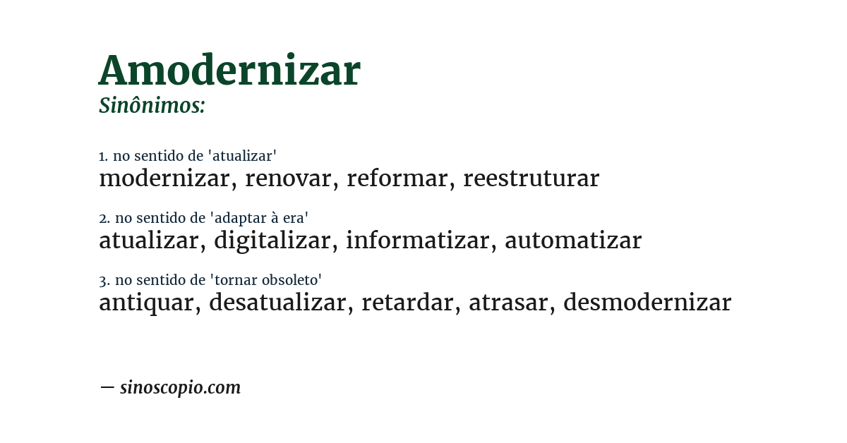 Sinônimo de amodernizar