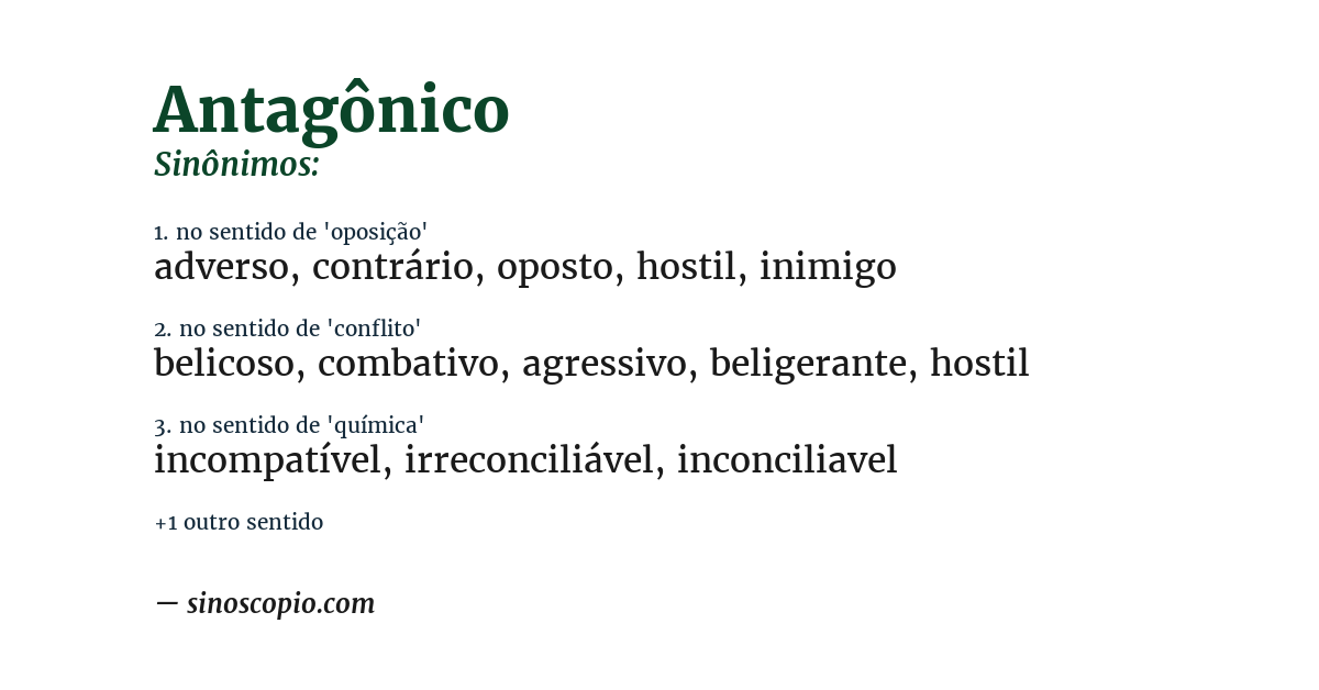 Sinônimo de antagônico