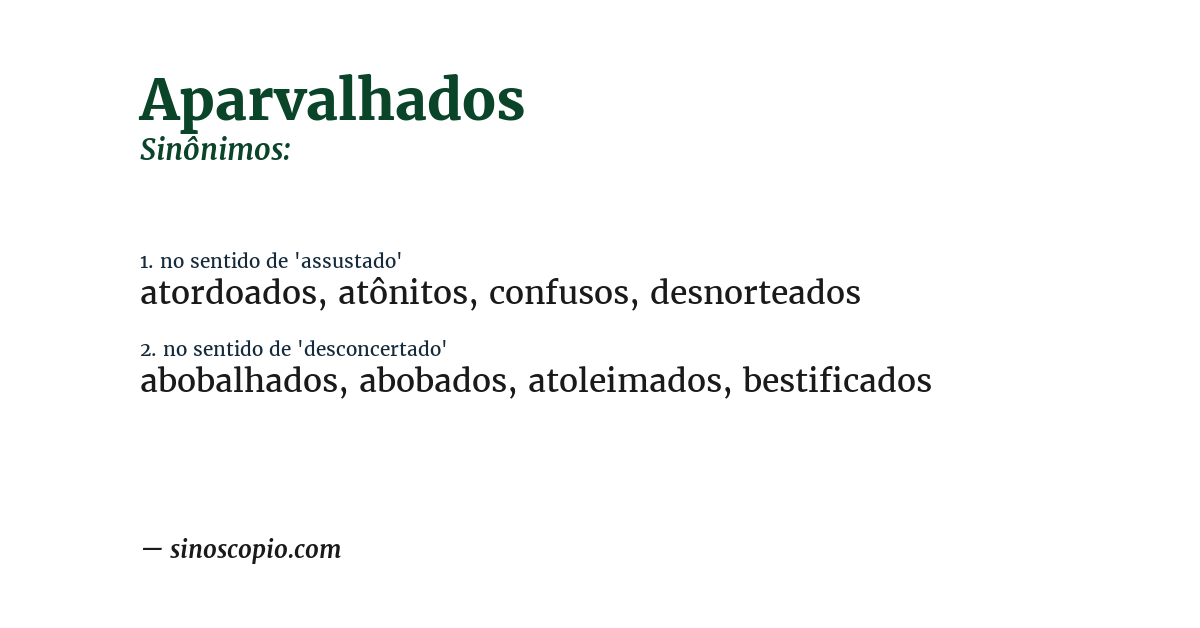 Sinônimo de aparvalhados