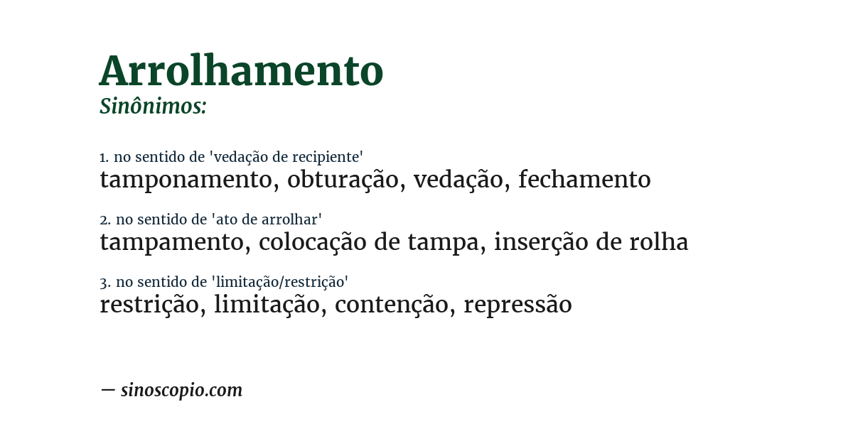 Sinônimo de arrolhamento