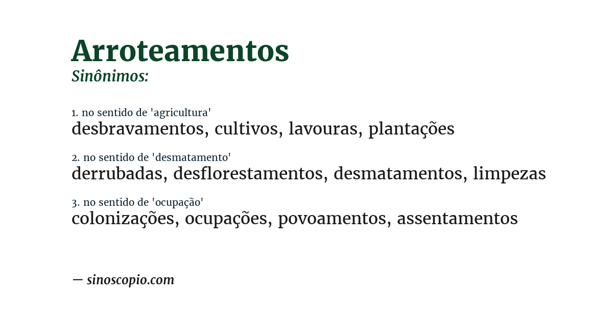 Sinônimo de arroteamentos