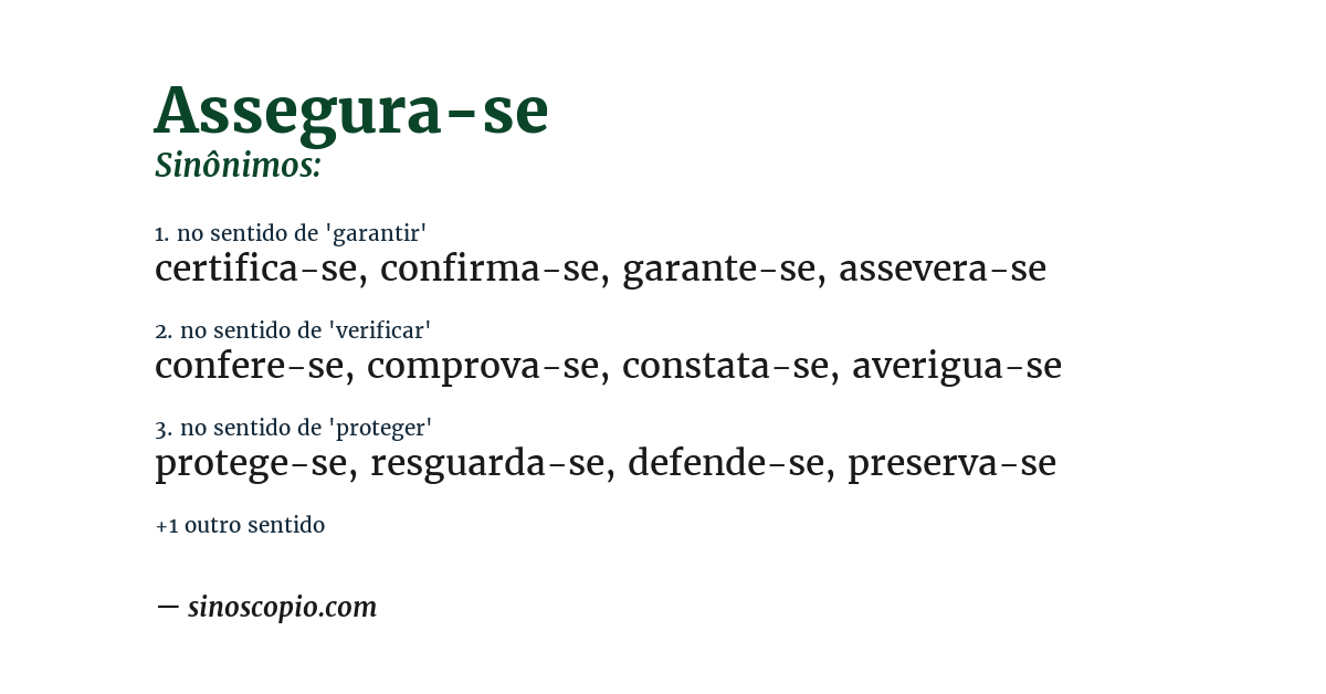 Sinônimo de assegura-se