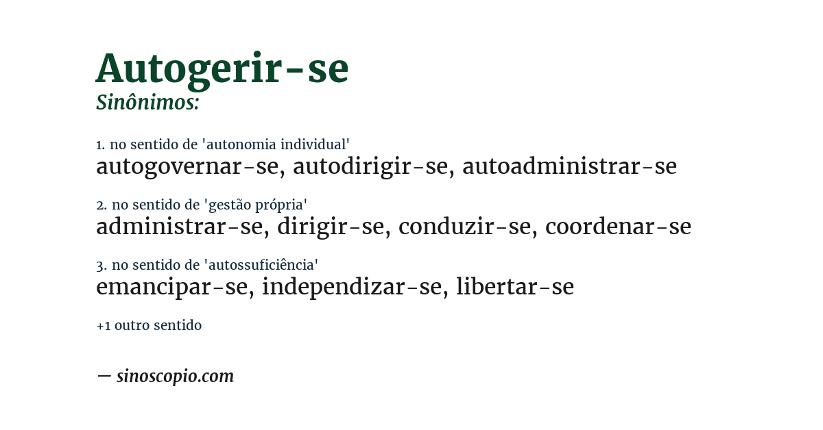 Sinônimo de autogerir-se