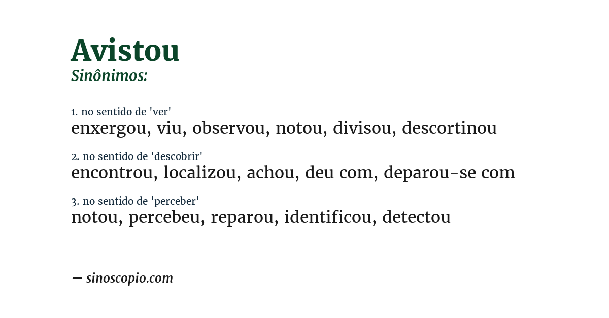 Sinônimo de avistou