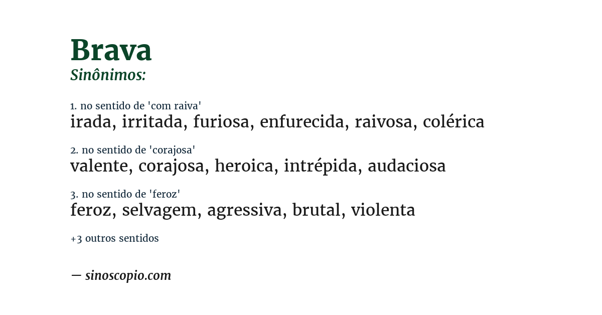 Sinônimo de brava