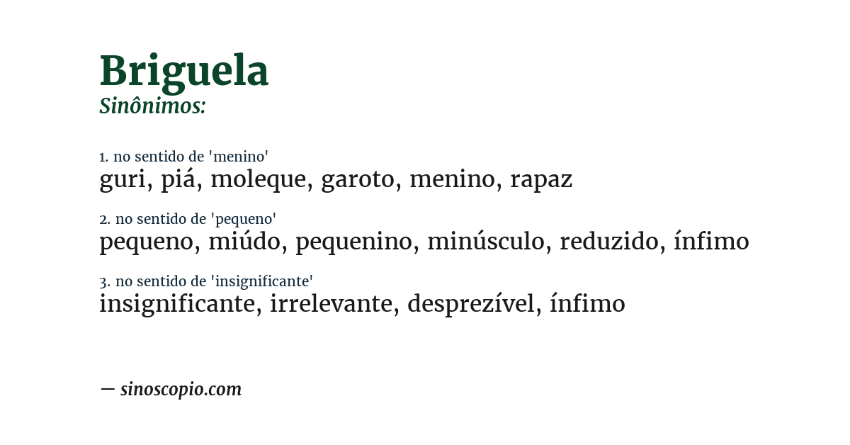Sinônimo de briguela