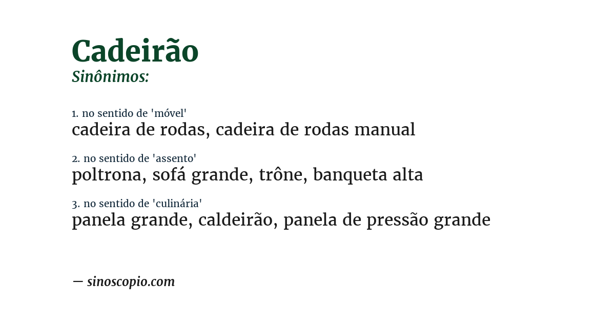 Sinônimo de cadeirão