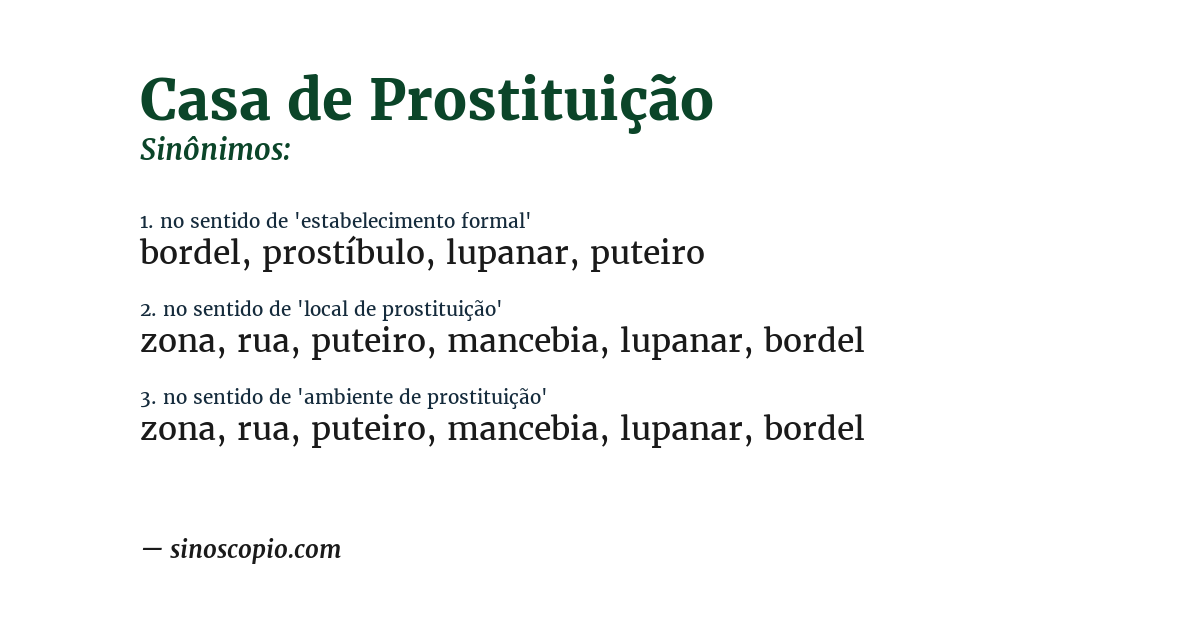 Sinônimo de casa de prostituição